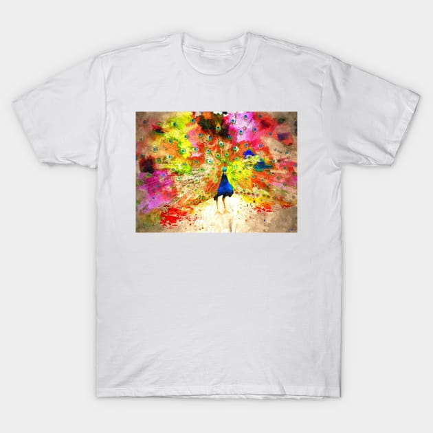 Pavo Grunge Watercolor T-Shirt by danieljanda